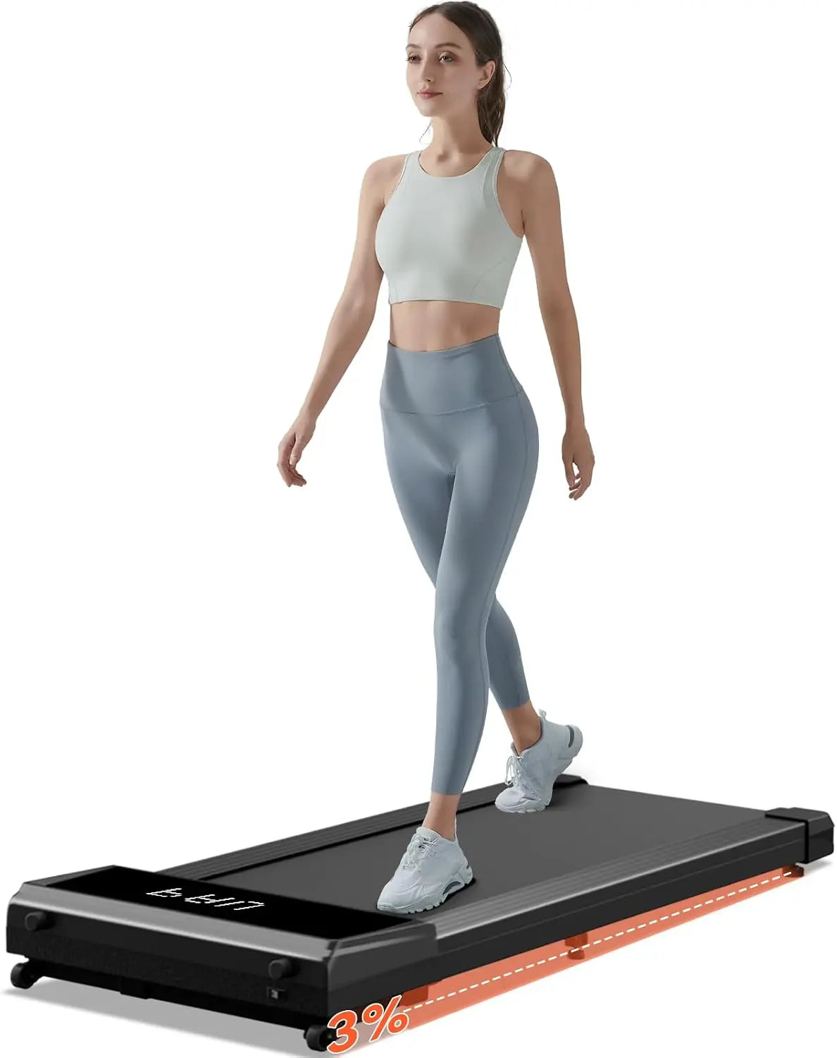 Under Desk Treadmill with Incline - Mini Walking Pad, Treadmills for Home Office, Portable Walking Treadmills with Wheel
