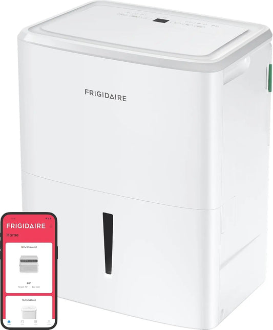 Frigidaire 22-Pint Portable Dehumidifier with Wi-Fi and Energy Star Certification for Small/Medium Rooms - Bedrooms & Bathrooms, Auto Shut Off, White