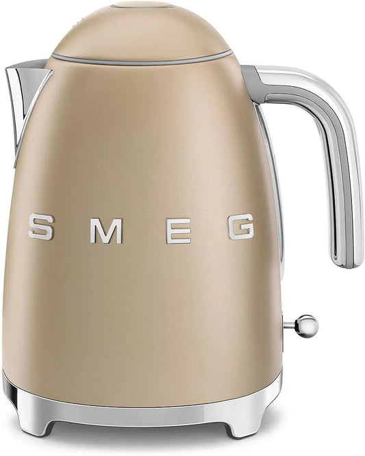 SMEG KLF03 Electric Kettle 1.7L - 7 Cup, Retro Hot Water Boiler for Tea & Coffee, Fast Boiling, Auto Shut-Off, Soft Open Lid, Matte Champagne