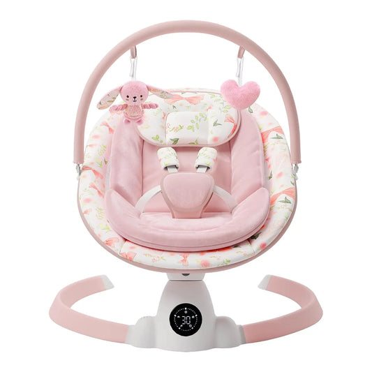 Suihuooo Baby Swing for Infants with 5 Swing Speeds - Portable Electric Baby Swing with Bluetooth, Touch Panel, 5-Point Harness, Indoor & Outdoor Use