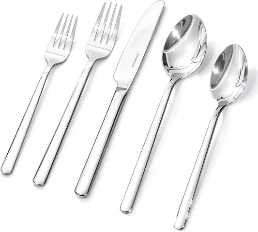 KINGSTONE 40 Piece Silverware Set - Flatware Set for 8, 18/10 Stainless Steel Cutlery Set Mirror Polished Modern Design Dishwasher Safe