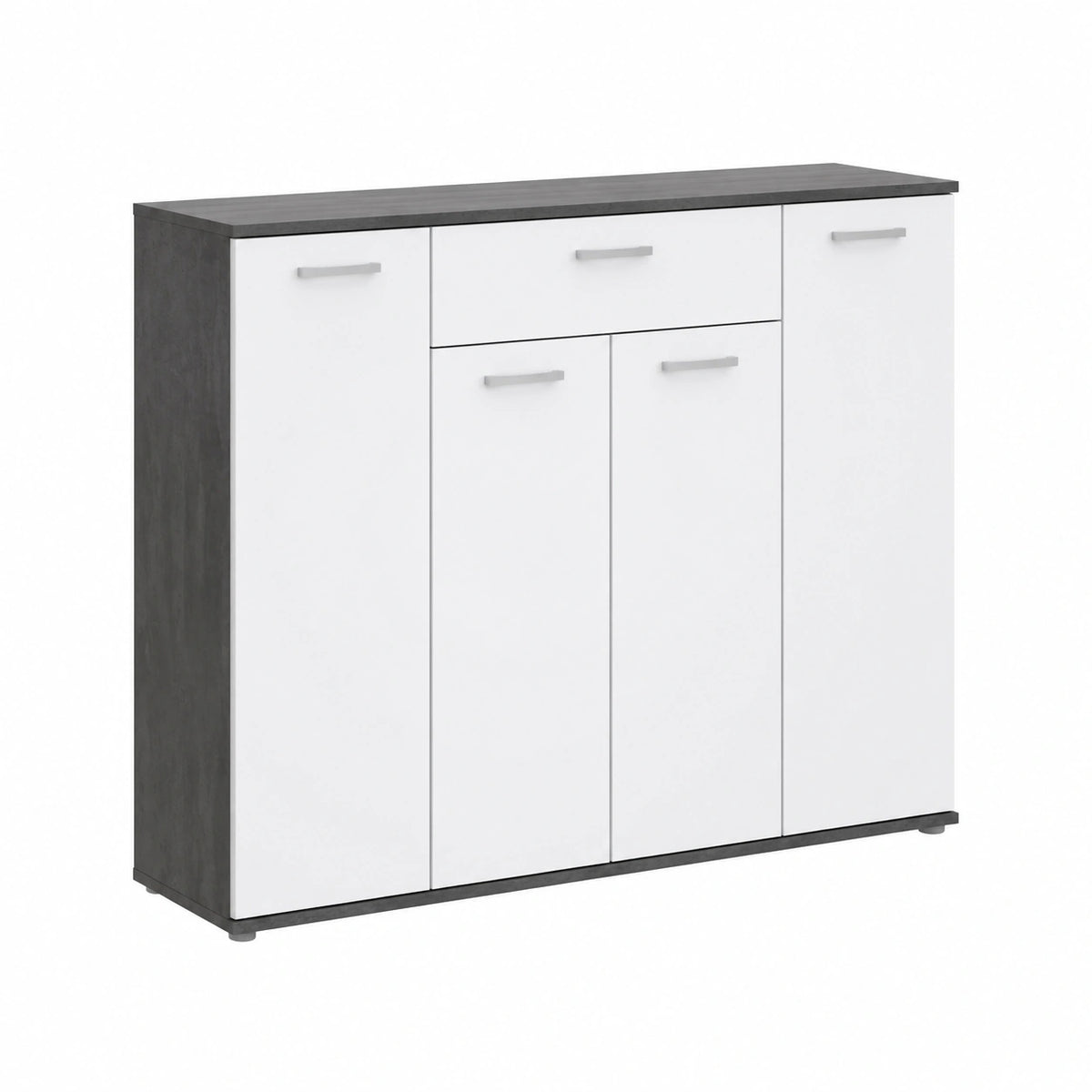 AVANTI TRENDSTORE - Mesola - Mobile con 4 ante e cassetto, disponibile in Grigio cemento o Bianco, 139,3x120,7x34,8 cm