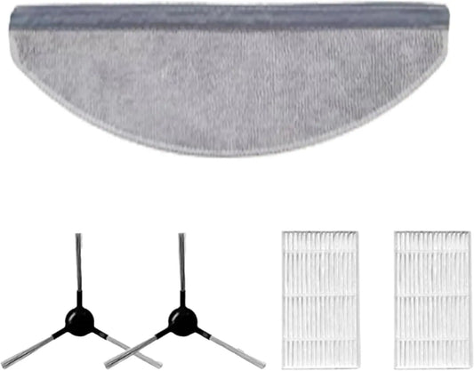 Robot Vacuum Cleaner Replacement Kit Compatible with S6Pro/H6Pro - 2 Side Brushes + 2 Hepa Filters + 1 Mop Cloth
