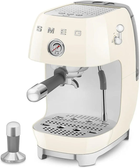 Smeg ECF03 Made in Italy Retro Espresso Machine with Cold Brew - 15 Bar Pump, Thermoblock Heating, Steam Wand, Adjustable Temperature, Cream