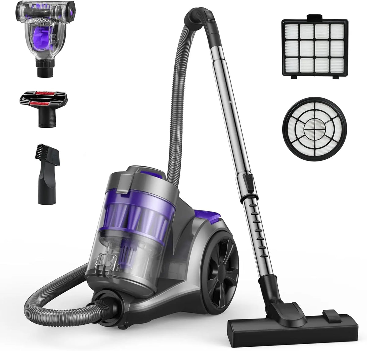 Canister Vacuum Cleaner - 1700W 45Kpa Bagless HEPA Vacuum