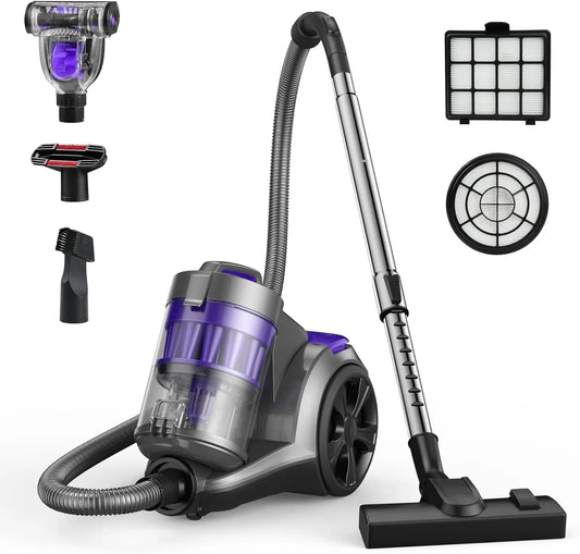 Canister Vacuum Cleaner - 1700W 45Kpa Bagless HEPA Vacuum