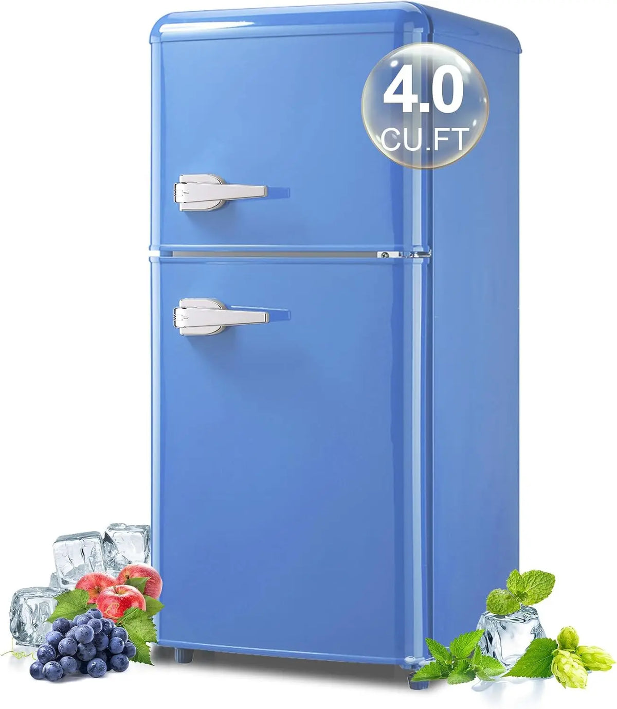 Retro Mini Fridge with Freezer 4.0 Cu. Ft. - Small Refrigerator Dual Door