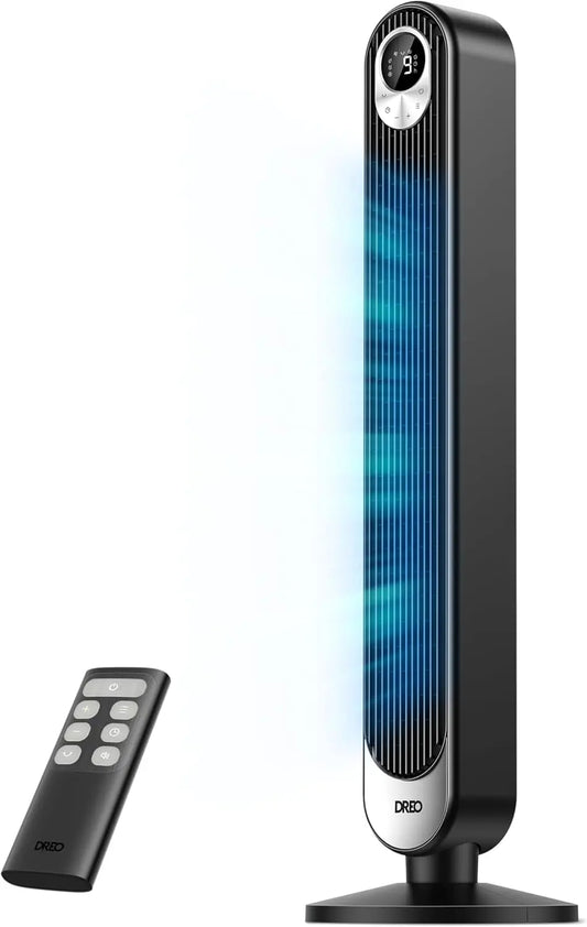 DREO Tower Fan for Bedroom - 28ft/s High Velocity, 9 Speeds, DC Motor