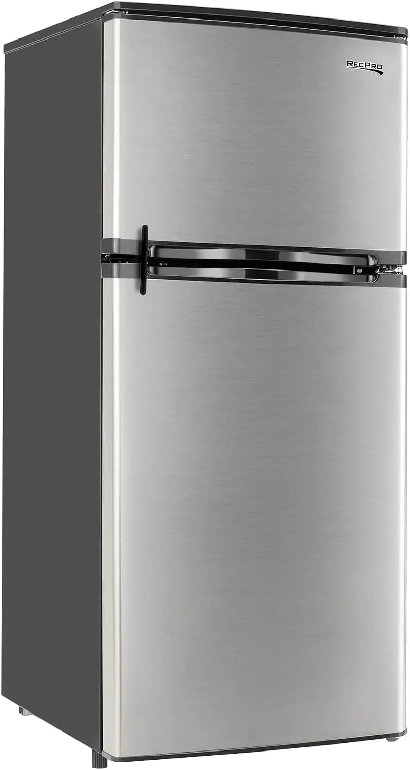 RecPro 4.4 Cu. Ft. 12V RV Refrigerator | Stainless Steel | Frost-Free