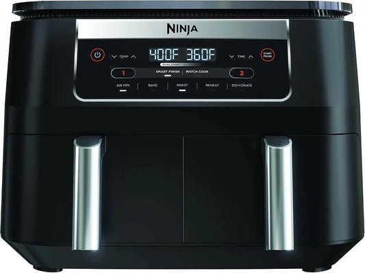 Ninja DZ090 6-Quart Dual-Zone 2-Basket Air Fryer - Roast, Bake, Dehydrate, Renewed