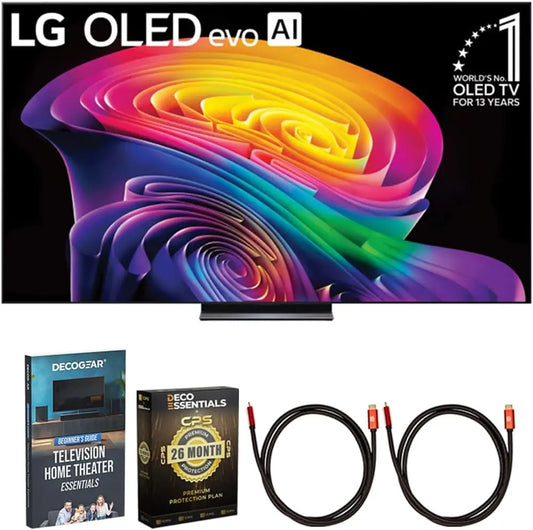 LG 48 Inch OLED evo AI C6 4K Smart webOS TV 2026 OLED48C6PUA - Renewed, Bundle with 2X HDMI Cable