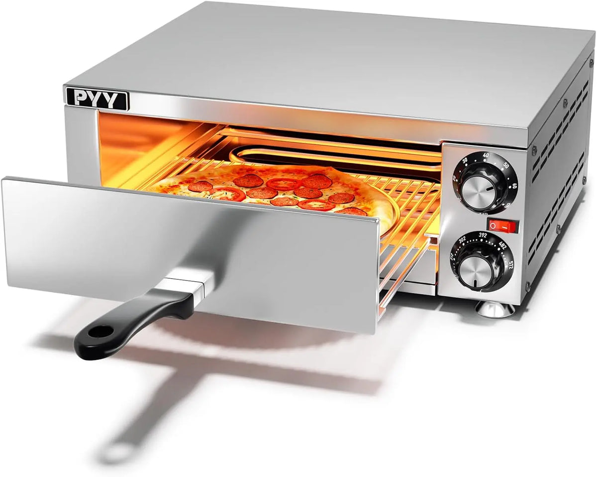 PYY Pizza Oven Indoor Electric Countertop Commercial Pizza maker - Crumb Tray Stainless Steel Pizza Cooker Machine for Home