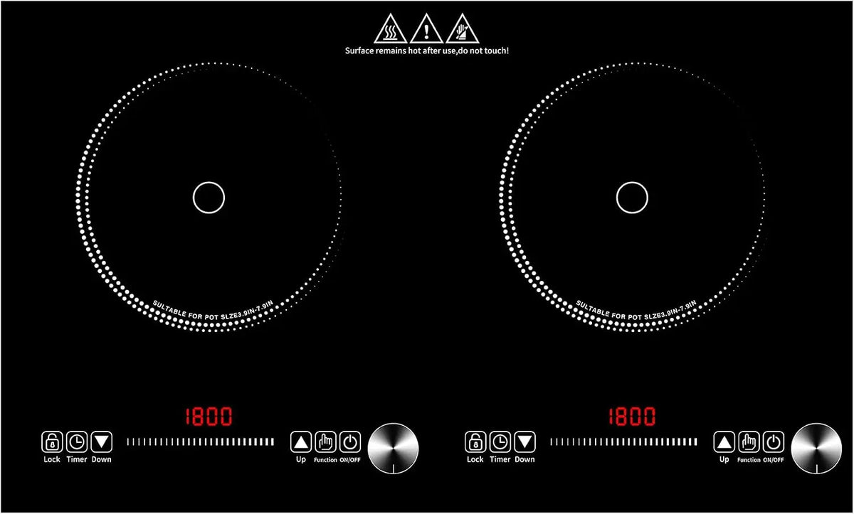 2 burner induction cooktop - 110V3600W 24 Inch induction hot plate, induction stove top with LED touch and Knob Control, with 9 Power Levels