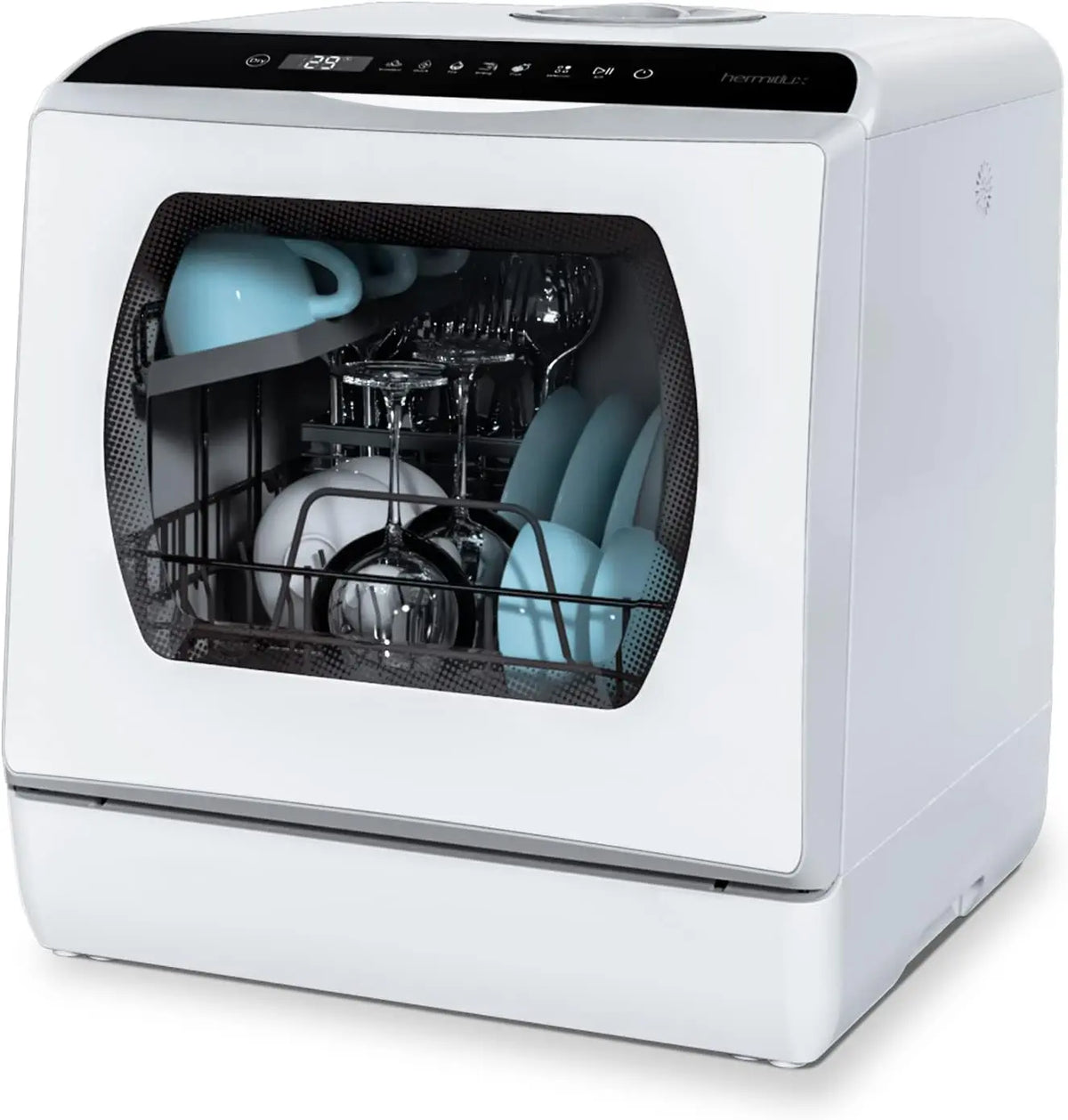 Hermitlux Countertop Portable Dishwasher - Built-in 5-Liter Water Tank