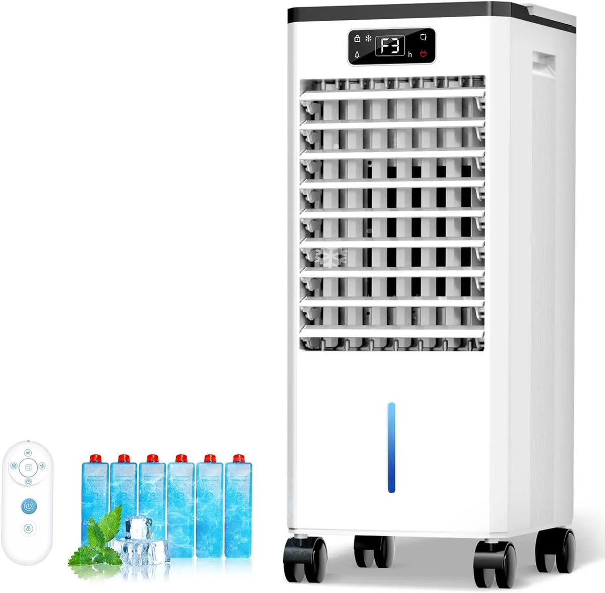 Portable Air Conditioners - 4-IN-1 Evaporative Air Cooler & Swamp Cooler, 3 Speeds 4 Modes with 2-Gal Water Tank, 15-20 FT/S Airflow