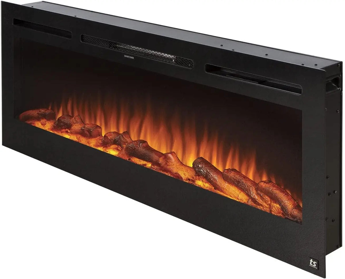 Touchstone 80004 Sideline In-Wall Recessed Electric Fireplace - 50 Inch Wide, 3 Colors, 1500/750 Watt Heater, Black