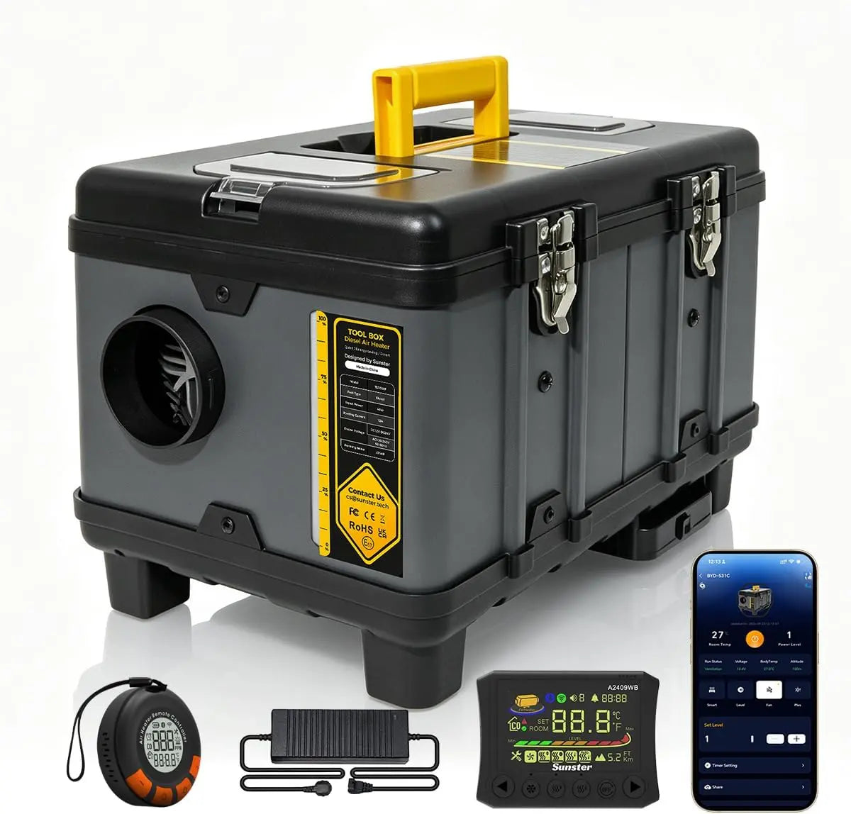 2026 TB10WF 8KW Toolbox Diesel Heater with WiFi & Bluetooth APP - 12V/24V Portable Heater for Camping RV Truck, 5L Tank 20H Run
