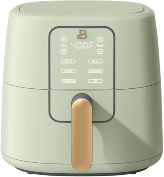6 Qt Air Fryer with Rapid Air Circulation - Ceramic Nonstick Coating, Digital Touchscreen, Goes Well With Drew Barrymore Collection, Sage Green