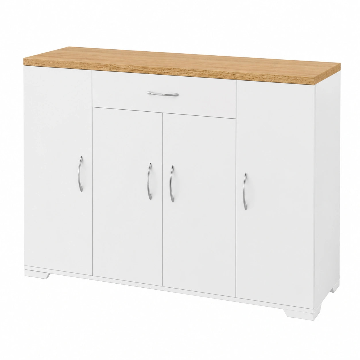 Credenza Moderna da Cucina in Legno MDF Bianca con Cassetto e Ante