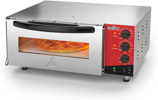 CROSSON Commercial 18 Inch Countertop Electric Pizza Oven with 15mm Thick pizza stone - Multipurpose Indoor Pizza oven for Restaurant use, 120V/1800W