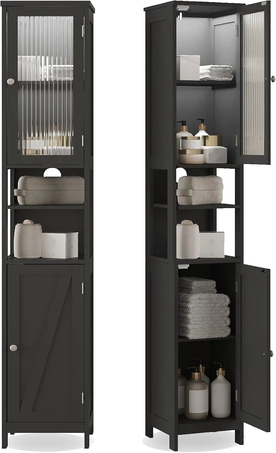 ChooChoo Narrow Bathroom Storage Cabinet - With Light， Space Saving