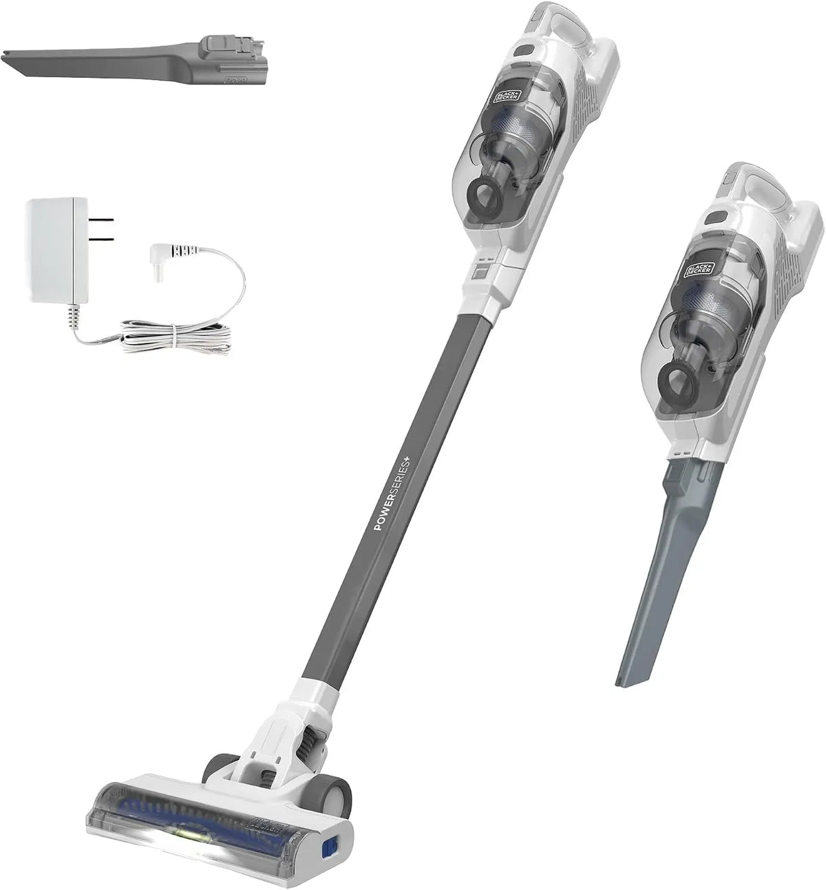 BLACK+DECKER POWERSERIES 16V Max Stick Vacuum Cordless Rechargeable with LED Lights - Portable Vacuum Cordless, Anti-Tangle, Self-Standing, White