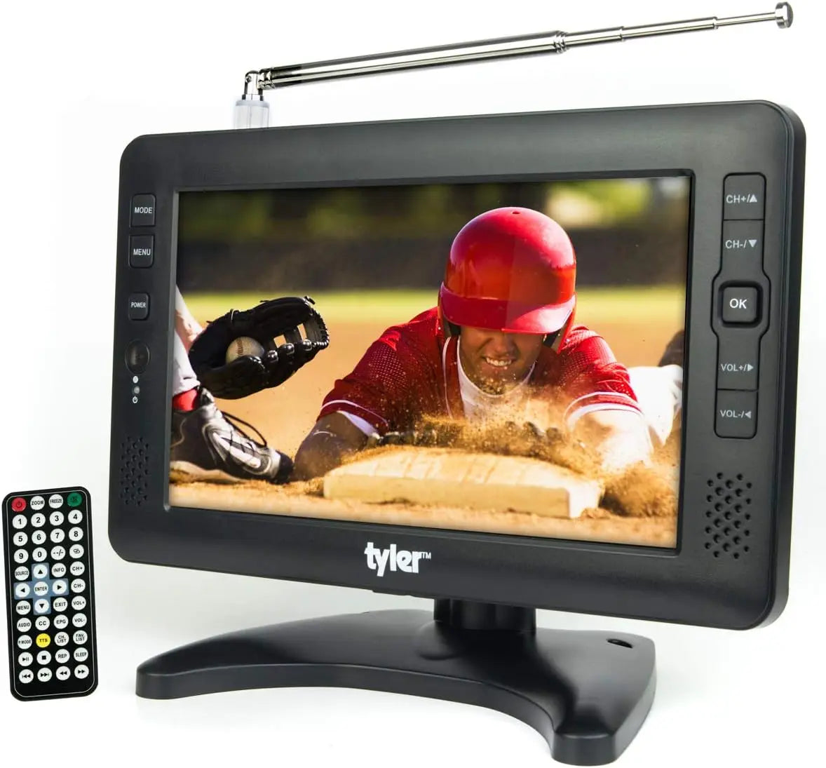 Tyler 9 Inch Portable TV LCD Monitor Rechargeable Battery Powered Wireless Capability HD-TV - USB, SD Card, AC/DC