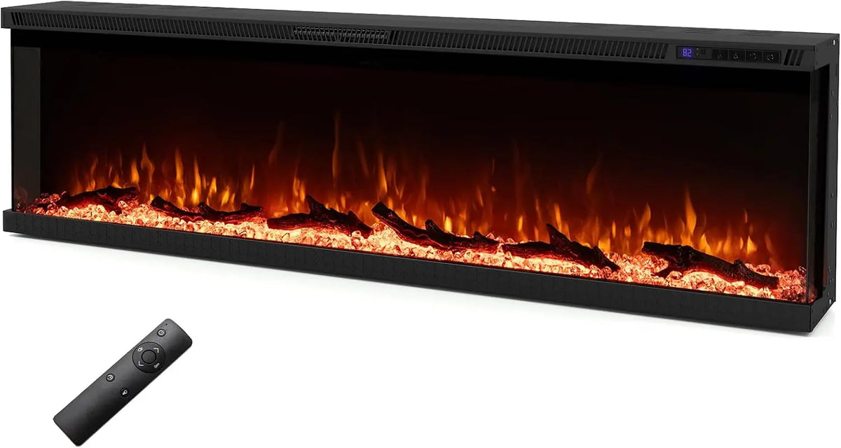 SIMOE 60 Inch 3-Sided Electric Fireplace Insert - With Heater
