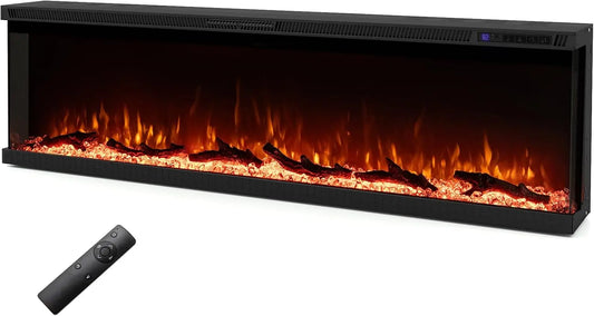 SIMOE 60 Inch 3-Sided Electric Fireplace Insert - With Heater