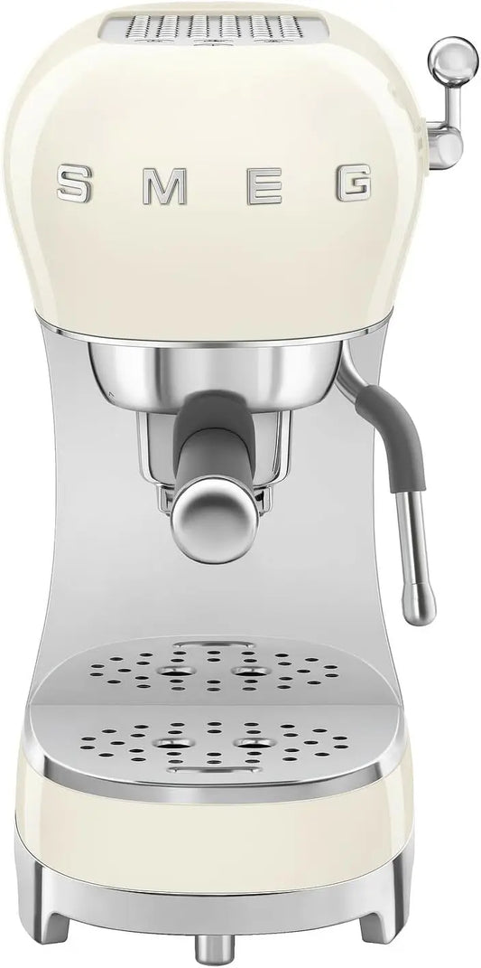 Smeg ECF02 Italian Espresso Machine - Manual 15-Bar Coffee Maker, Made in Italy, Retro Design with Steam Wand, Cream