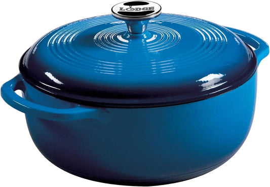 Lodge Essential Enamel Cast Iron Dutch Oven - 4.5 Quart, Caribbean Blue