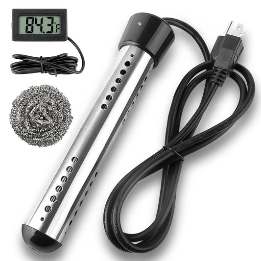 2000W Immersion Water Heater - Portable Water Heater Electric with 304 S S Guard & LCD Thermometer