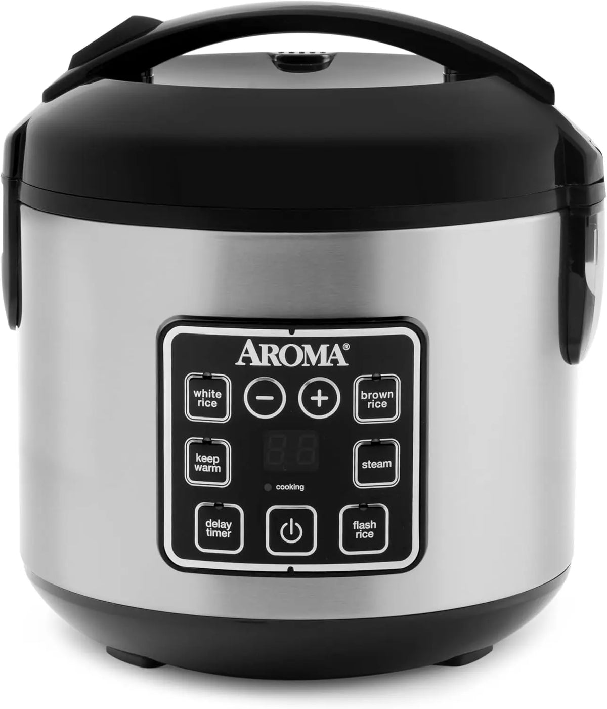 AROMA Digital Rice Cooker - 4-Cup, Uncooked, / 8-Cup, Cooked, Steamer, Grain Cooker, Multicooker, 2 Qt, Stainless Steel Exterior, ARC-914SBD