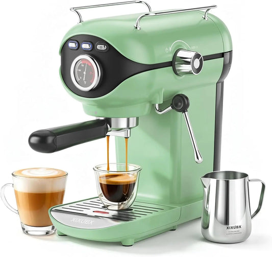 XIXUBX Espresso Machine - Compact Espresso Maker with Milk Frother, Green