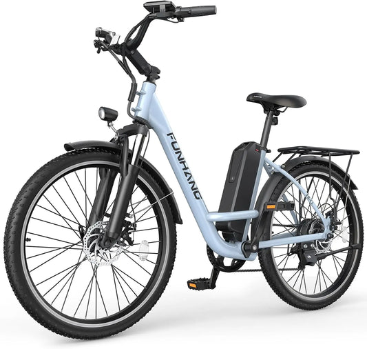 Electric Bike for Adults - Peak 1000W 50Miles City Cruiser Ebike, 26 Inch Step Thru Electric Bicycles with 48V Removable Battery, Adjustable Stem
