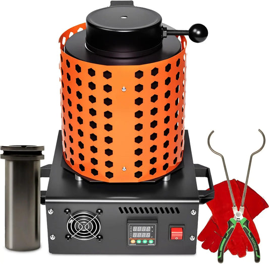 GEKUVIX Electric Furnace for Melting Metal - 1800W Smart Electric Melting Furnace Kit with 3KG Graphite Crucible, 110V