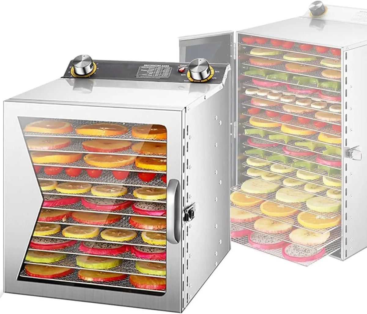 Electric Food Dehydrator - Commercial Freeze Dryer with 12H Timer, 30-90℃ Temperature Control, Stainless Steel Fruit Dryer for Jerky, Beef, Herb