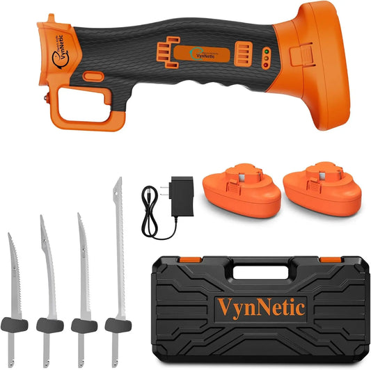 Electric Fillet Knife for Fish - Rechargeable Cordless Electric Knife With Non-Slip Grip Handle & 4 Ti-Nitride S.S. Coated Nonstick Blades