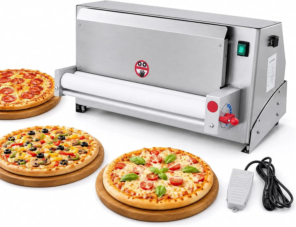 Commercial Pizza Dough Roller Machine - 450W Electric Dough Sheeter Machine Automatic Pastry Press Making Machine, 260 Portions/Hour, 3-18 in