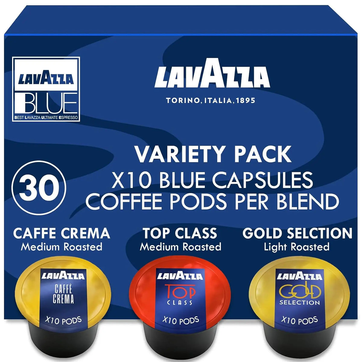 Lavazza - Blue Coffee Pods Variety Pack Top Class Gold Selection Caffè Crema