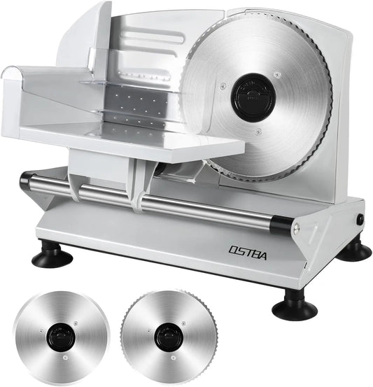OSTBA Electric Meat Slicer with Two 6.7 Inch Stainless Steel Blades - 150W