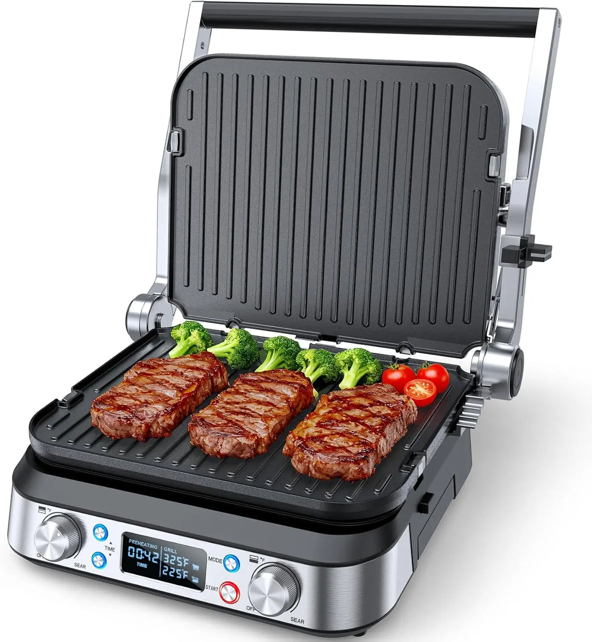 6-in-1 Indoor Grill and Griddle - 14'', Electric Grill Indoor, 1700W