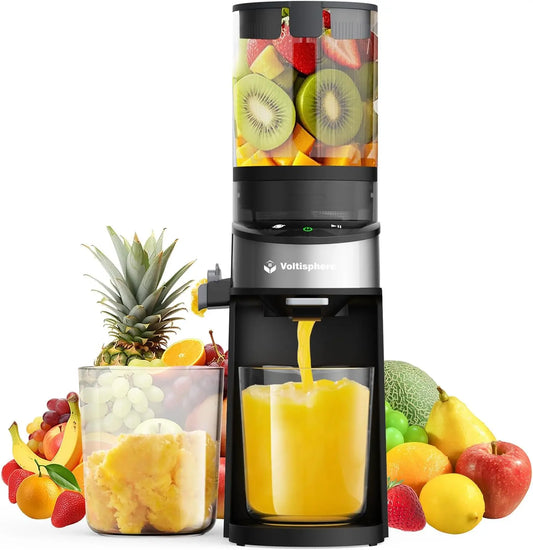 Cold Press Juicer - 400W Juicer Machines, 4.9Wide Feed Chute Slow Masticating Juicer for Whole Vegetables & Fruits, High Juice Yield, Easy to Clean