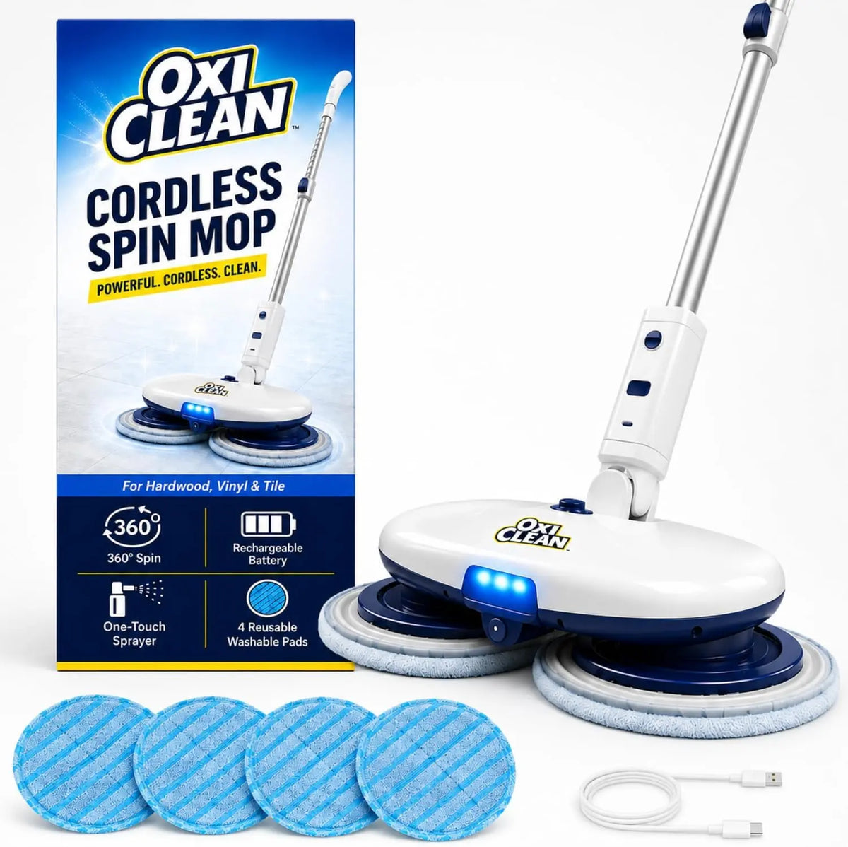 OxiClean - Cordless Electric Mop - Power Rotating Spin Mop for Floor Cleaning