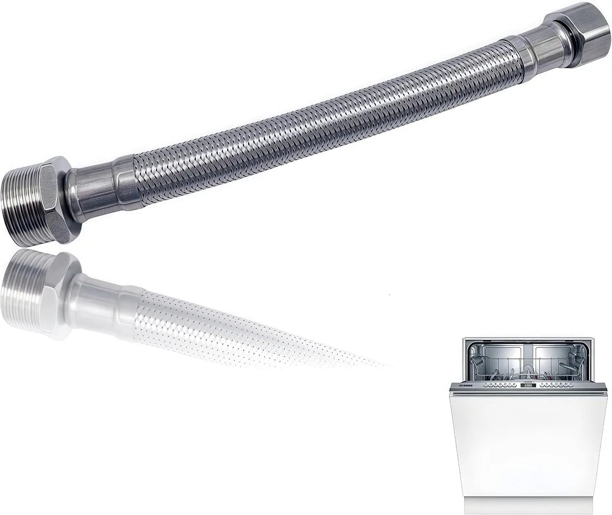 Braided Stainless Steel Dishwasher Water Supply Line Hose Adapter Compatible