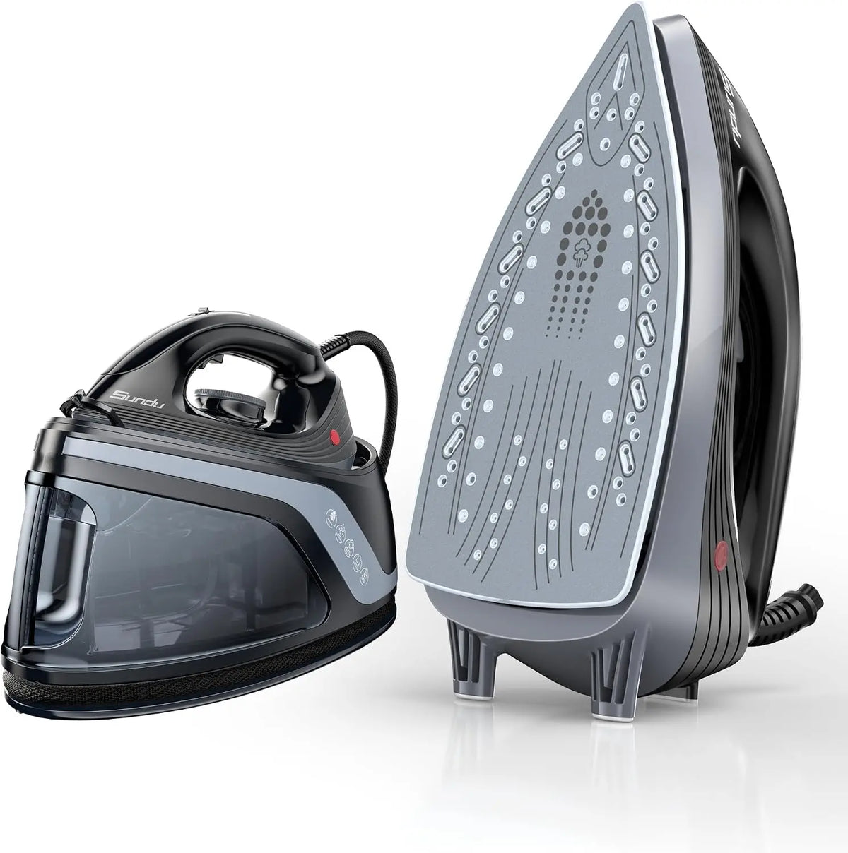 Steam Station Iron for Clothes - 1600W Professional Steam Iron with 44 oz Tank, 400 microsteam holes, Built-In Pump, Ceramic baseplate, Home use