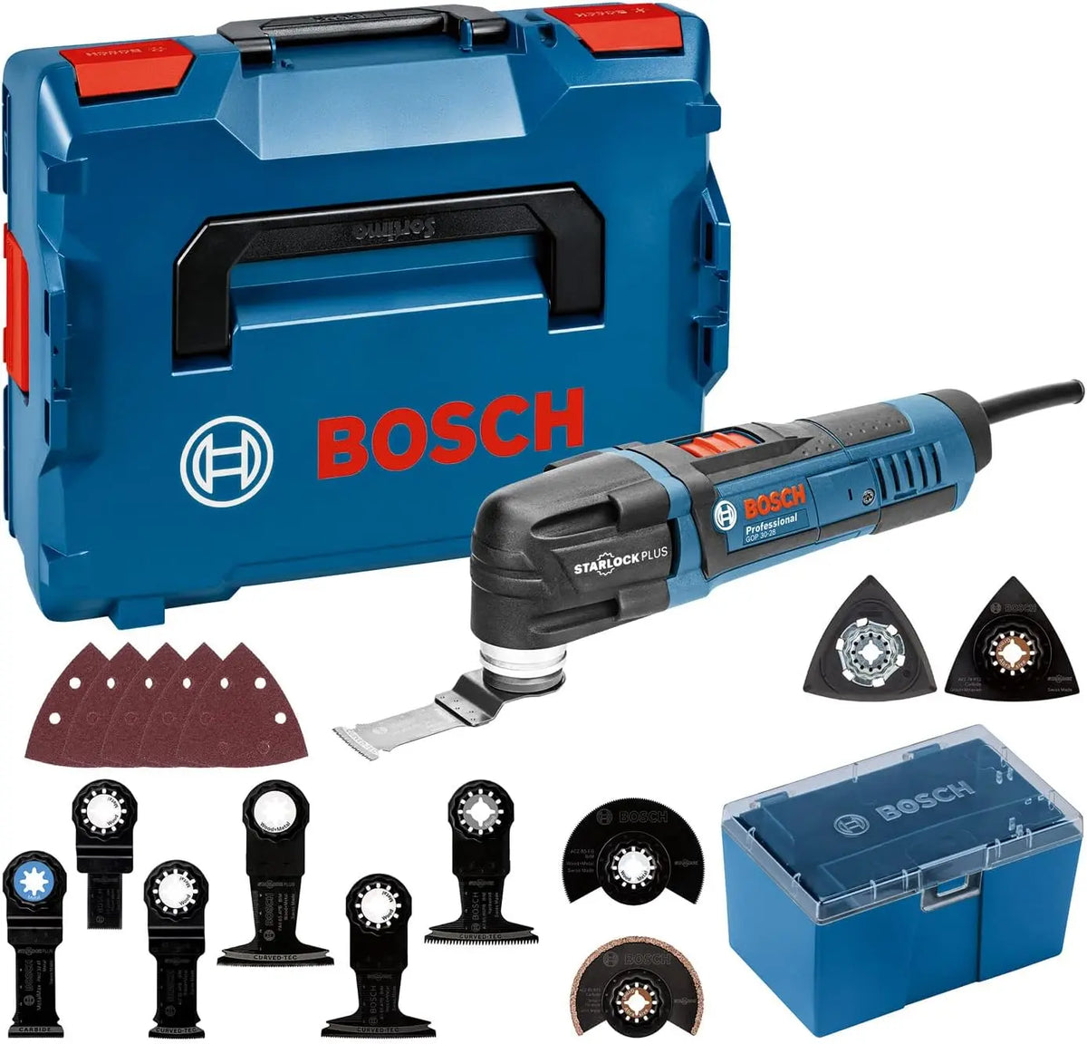 GOP 30-28 Bosch Professional Multi-Cutter Cordless Multifunction Tool - 300 W, Starlock Tool Holder, Hex Wrench, Saw Blades and Delta Sanding Plate