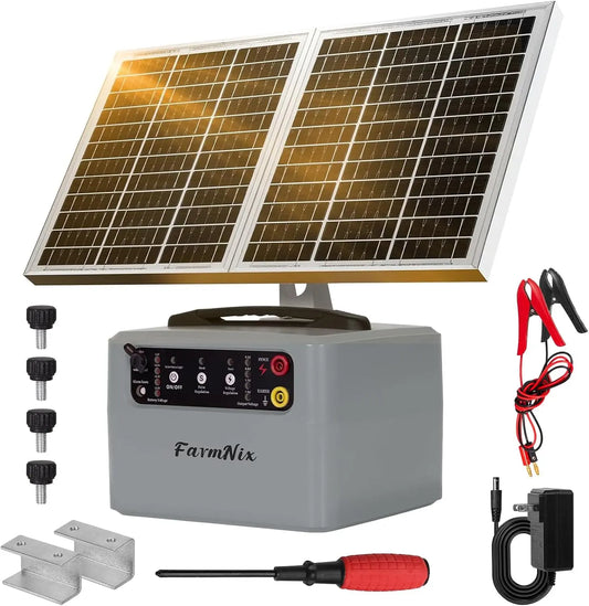 6-12KV Adjustable Output - 30 Miles 1.5J Solar Electric Fence Charger