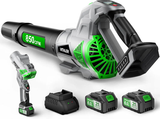 Leaf Blower Cordless - Brushless Blower 850 CFM 250 MPH with 2 Batteries