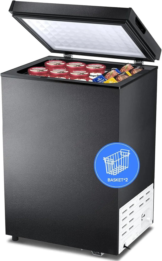 Kismile 3.2 Cubic Feet Chest Freezer - Small Deep Freezer for Home, Black